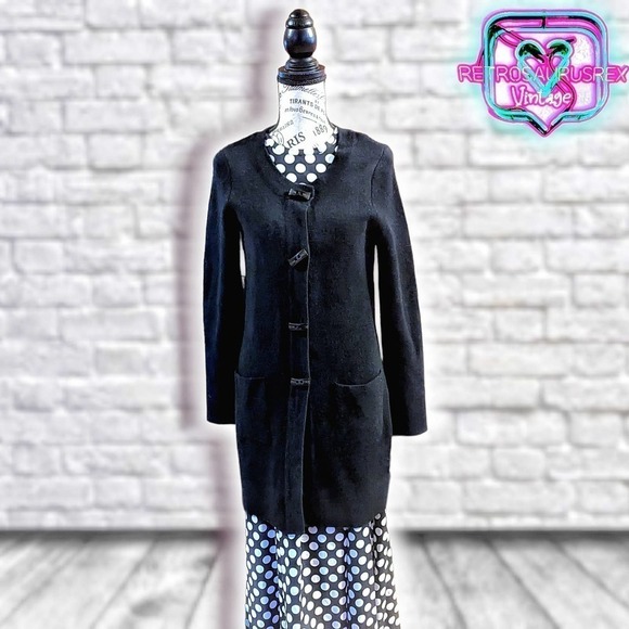 Vintage Retro Knit Duster Cardigan Sweater Dress - Picture 8 of 9